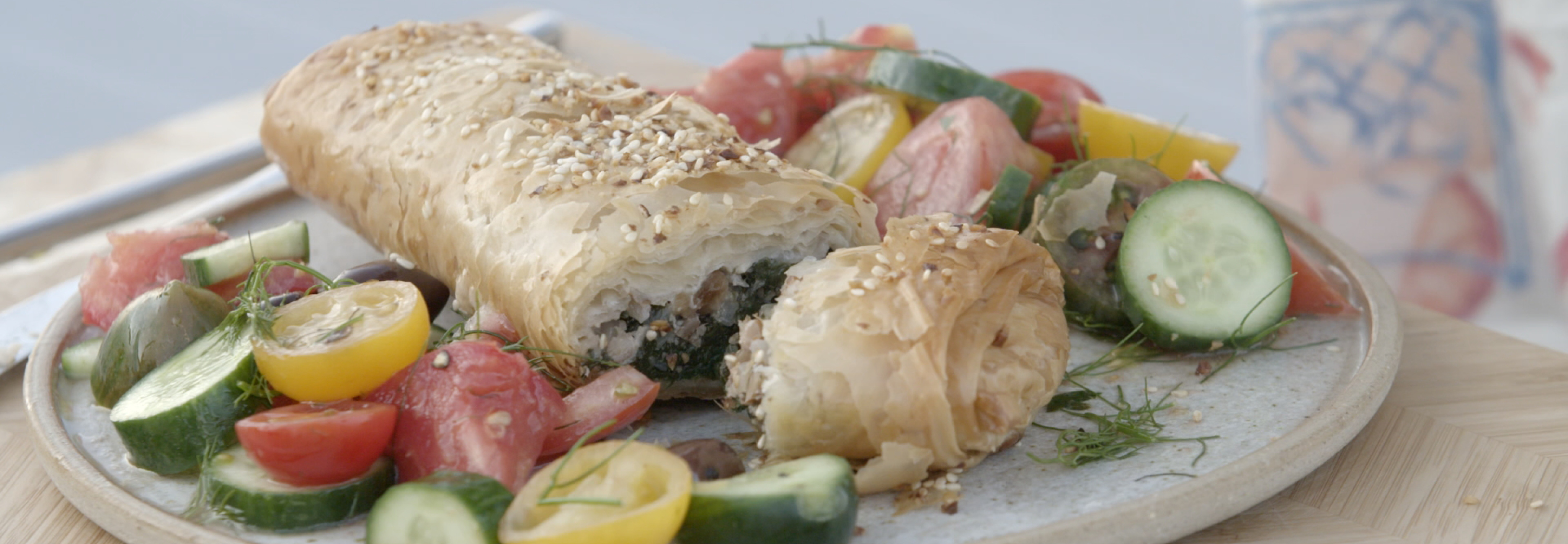 Spinach, feta and walnut parcel